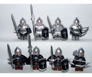 Lego Gyűrűk Ura Hobbit Gondor katonák 8db Ezüst Króm katona figura új - kép 2