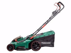 Parkside akkus fűnyíró 40 Voltos (2x20 Volt) 2 db 4 Ah akkuval+2 db töltővel, új bontatlan 3 év gari - kép 5