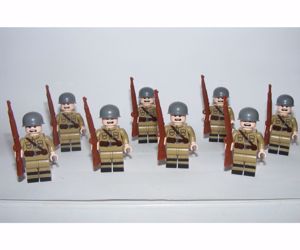 Lego 2. Világháborús Szovjet Orosz Rohamsisakos katonák katona figura 8db - kép 4
