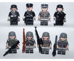 Lego 2. Világháborús katonák Német Waffen ss Tiszt Katona figura 8db