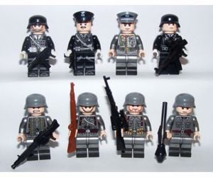 Lego 2. Világháborús katonák Német Waffen ss Tiszt Katona figura 8db - kép 2