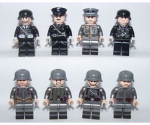 Lego 2. Világháborús katonák Német Waffen ss Tiszt Katona figura 8db - kép 3