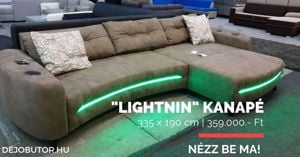 Lightning LED Bluetooth ágyazható sarok kanapé ülőgarnitúra 335x190 cm fekkvőfelólet 152x227 cm  - kép 6