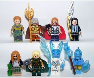 Lego Szuperhős figurák Thor Loki Frigga Odin Jégóriás + Tesseract új - kép 3