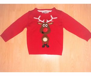 104 Rebel cuki elől-hátul rénszarvas kötött pulóver pulcsi  - kép 2