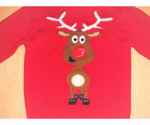 104 Rebel cuki elől-hátul rénszarvas kötött pulóver pulcsi  - kép 3