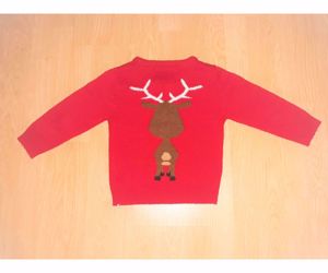 104 Rebel cuki elől-hátul rénszarvas kötött pulóver pulcsi  - kép 4