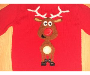 104 Rebel cuki elől-hátul rénszarvas kötött pulóver pulcsi  - kép 5