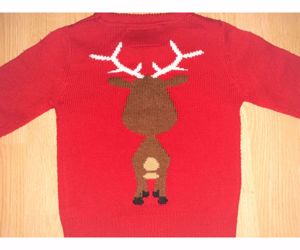 104 Rebel cuki elől-hátul rénszarvas kötött pulóver pulcsi  - kép 7