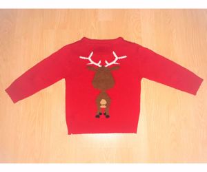 104 Rebel cuki elől-hátul rénszarvas kötött pulóver pulcsi  - kép 6