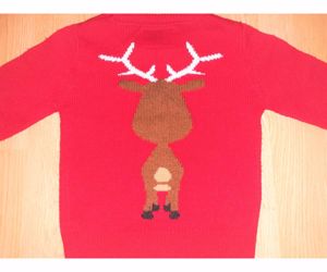 104 Rebel cuki elől-hátul rénszarvas kötött pulóver pulcsi  - kép 8