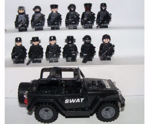 Lego swat Kommandós Anti terrorista figurák katonák 12db + Jeep új - kép 3