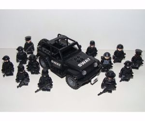 Lego swat Kommandós Anti terrorista figurák katonák 12db + Jeep új - kép 5