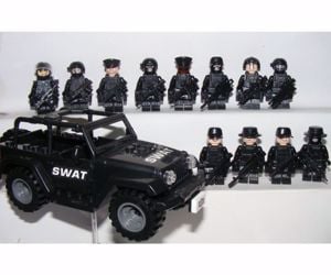 Lego swat Kommandós Anti terrorista figurák katonák 12db + Jeep új - kép 2