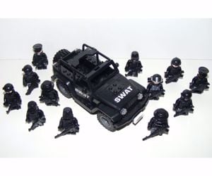 Lego swat Kommandós Anti terrorista figurák katonák 12db + Jeep új - kép 6