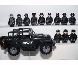 Lego swat Kommandós Anti terrorista figurák katonák 12db + Jeep új