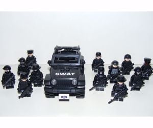 Lego swat Kommandós Anti terrorista figurák katonák 12db + Jeep új - kép 8