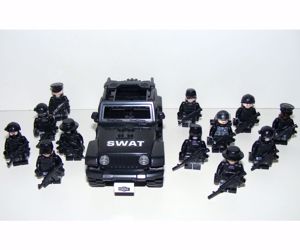 Lego swat Kommandós Anti terrorista figurák katonák 12db + Jeep új - kép 7