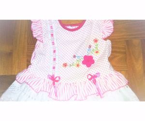 86 92 Újszerű mesés hímzett virágos nyári ruha alkalmi ruci tunika  - kép 4