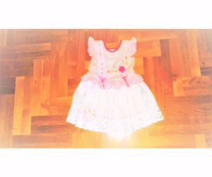 86 92 Újszerű mesés hímzett virágos nyári ruha alkalmi ruci tunika  - kép 2