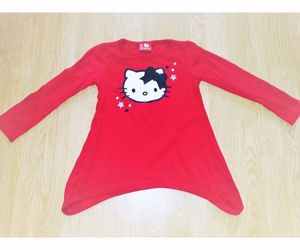 104/110 Újszerű cuki csillogó Hello Kitty mintás ruha felső  - kép 2
