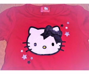 104/110 Újszerű cuki csillogó Hello Kitty mintás ruha felső  - kép 6