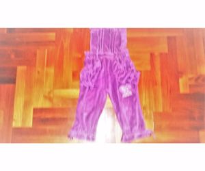 92  Cuki világos lila szivecskés plüss kantáros nadrág naci  - kép 3