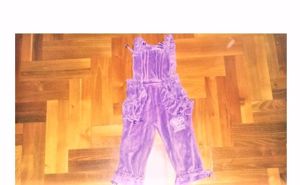 92  Cuki világos lila szivecskés plüss kantáros nadrág naci  - kép 2