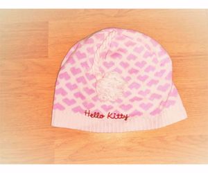  86/92 42/52 cm Cuki Sanrio Hello Kitty és szivecske mintás kötött sapi sapka - kép 5