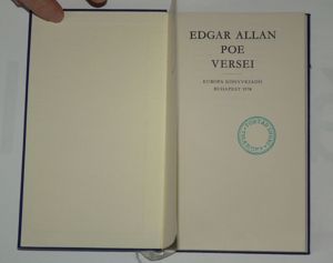 Edgar Allan Poe versei / könyv Európa Könyvkiadó 1974