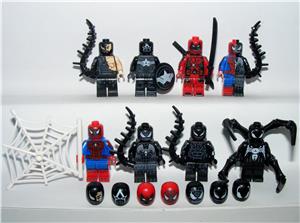 Lego Venom figurák Hybrid Riot Symbiote Pókember 8 figura + 8fej ÚJ