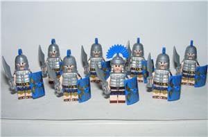 Lego Castle figurák Római katonák Tiszt +7 katona Brickarms pajzs kard új - kép 3