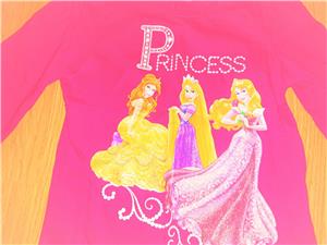 104 újszerű 1kéz Disney Princess cuki csillogó 3 hercegnő mintás pink póló - kép 7