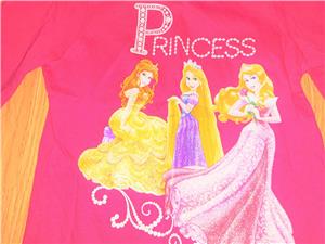 104 újszerű 1kéz Disney Princess cuki csillogó 3 hercegnő mintás pink póló - kép 5