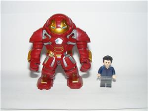 Lego Szuperhős figurák Vasember Nagy Hulkbuster Mech + kis Tony figura 2db ÚJ