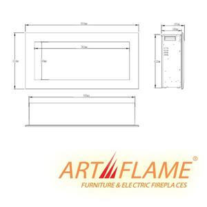 Art Flame Elektromos beépíthető kandalló , Racy 36, 3D, fűtés, távirányító, színes láng, 454*914*185 - kép 5