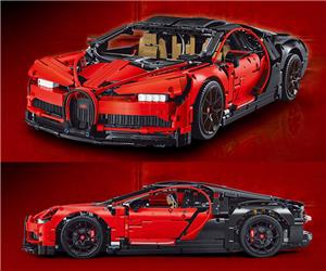 Lego komp. Technic 42083 Bugatti Chiron Lepin 3600db Piros Fekete Tuning ÚJ