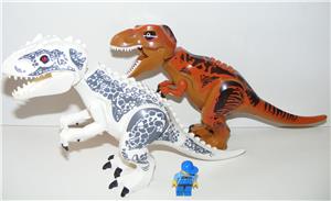 Lego Jurassic World 2.Dinoszaurusz figura dínó Nagy T-rex + Nagy Indominus Rex 30cm új - kép 3