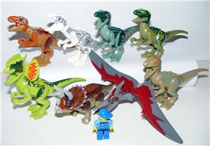 Lego Jurassic World figurák dinoszaurusz figura dínó T-rex Raptor Triceratops Pteronodon 8db Új bp - kép 2