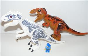 Lego jurassic world 2.dinoszaurusz figura dínó nagy T-rex + Indominus rex 30cm + 8 kis dínó ÚJ! - kép 4