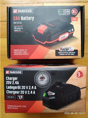 Parkside 20 V 2 Ah lithium-ion akkumulátor + töltő akkutöltő akkumulátortöltő eladó, új bontatlan