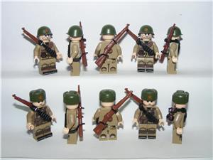 Lego 2. Világháborús RUS Orosz katonák 5+5 db figura katona + fegyver ÚJ - kép 3