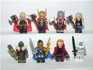 Lego Marvel Szuperhős figurák Thor Gorr Korg Valkűr Űrlord 8db figura ÚJ - kép 6