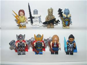 Lego Marvel Szuperhős figurák Thor Gorr Korg Valkűr Groot 8db figura ÚJ - kép 3