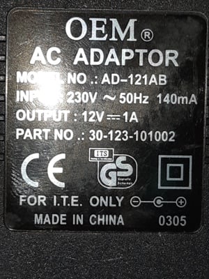 OEM DC adapter 12V / 1A működő - kép 2