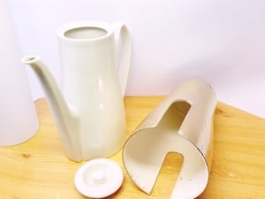 Antik artdeco kávés, teás, italos termosz porcelán betéttel Németországból - kép 3