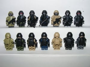 Lego SWAT Speciális kommandós figurák Spec-Ops katona 7db Brickarms fegyver ÚJ