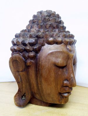 Meditáló Buddha Indonéz természetes keményfa szobor egzotikus ritkaság. 16cm. - kép 3