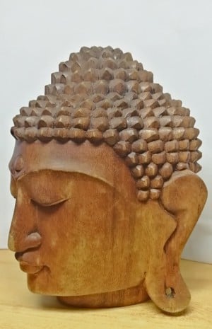 Buddha faragott természetes keményfa szobor Indonéziából. 21cm. - kép 2