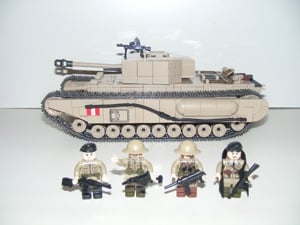 Lego 2. Világháborús Angol Brit Churchill tank 1030db 13x24x11cm + 4 katona ÚJ